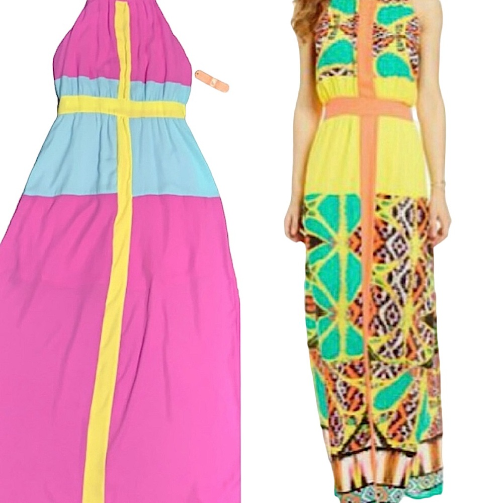 GIANNI BINI: NWT Color Block Maxi Dress - Size Medium